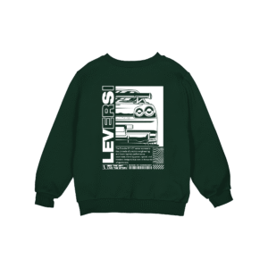 Green Leversi car graphic sweatshirt with bold automotive back print