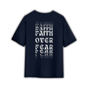FEARLESS FAITH OVERSIZED T-SHIRT - S, Navy Blue
