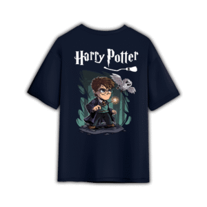 HOGWARTS OVERSIZED T-SHIRT - M, Navy Blue