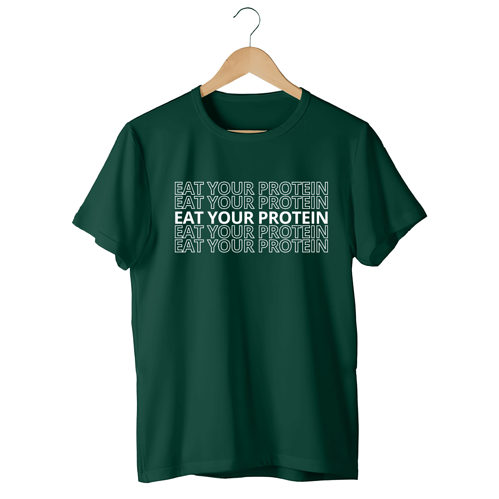 EAT YOUR PROTEIN REGULAR FIT T-SHIRT - 2XL, Bottle Green