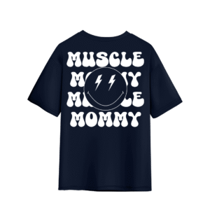 MUSCLE MOMMY⚡ OVERSIZED T-SHIRT - M, Navy Blue