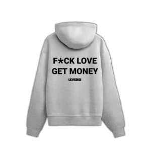 F*UCK LOVE GET MONEY UNISEX HOODIE - Grey, XL