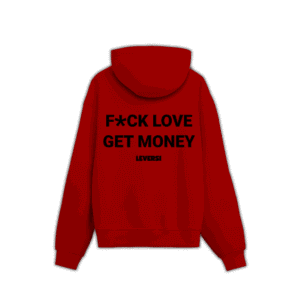 F*UCK LOVE GET MONEY UNISEX HOODIE - Red, L